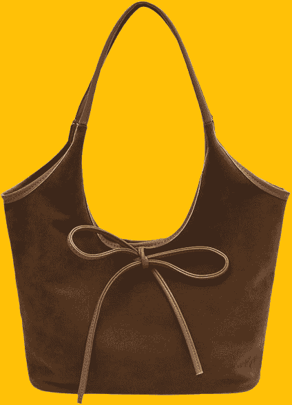 Suede Tote Bag Brown Suede Purse for Women 