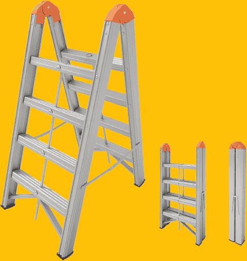 APARECIUM Aluminum Ladder, Foldable Twin Front Ladder,