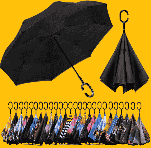 SIEPASA 49/56 Inch Inverted Reverse Upside Down Umbrella